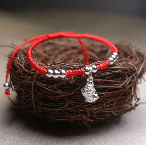 Sterling Silver PI XIU & Red Rope LUCK ATTRACTION Bracelet