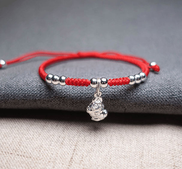 Sterling Silver PI XIU & Red Rope LUCK ATTRACTION Bracelet