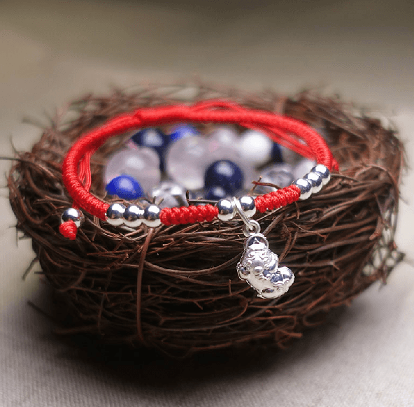 Sterling Silver PI XIU & Red Rope LUCK ATTRACTION Bracelet