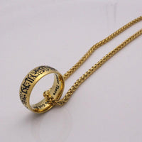 Thumbnail for Stainless Steel Gold Arabic Allah Shahada Ring with Chain Necklace