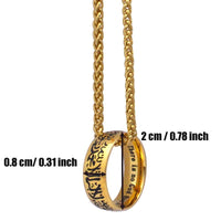 Thumbnail for Stainless Steel Gold Arabic Allah Shahada Ring with Chain Necklace