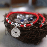 Thumbnail for Sterling Silver LUCKY COIN Red Rope Bracelet