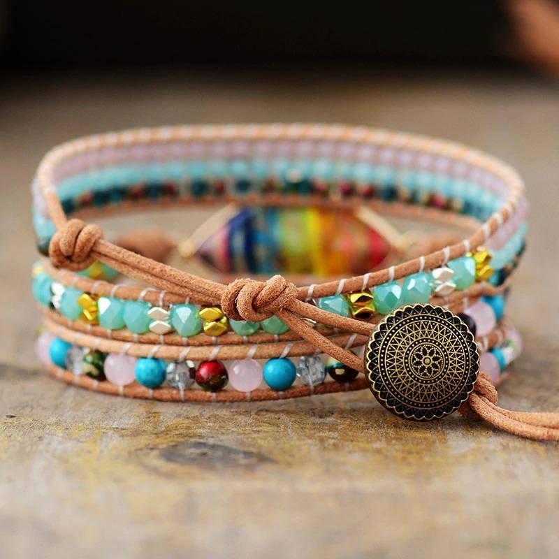 Geometric Spiritual Chakra Jasper Wrap Bracelet-Your Soul Place
