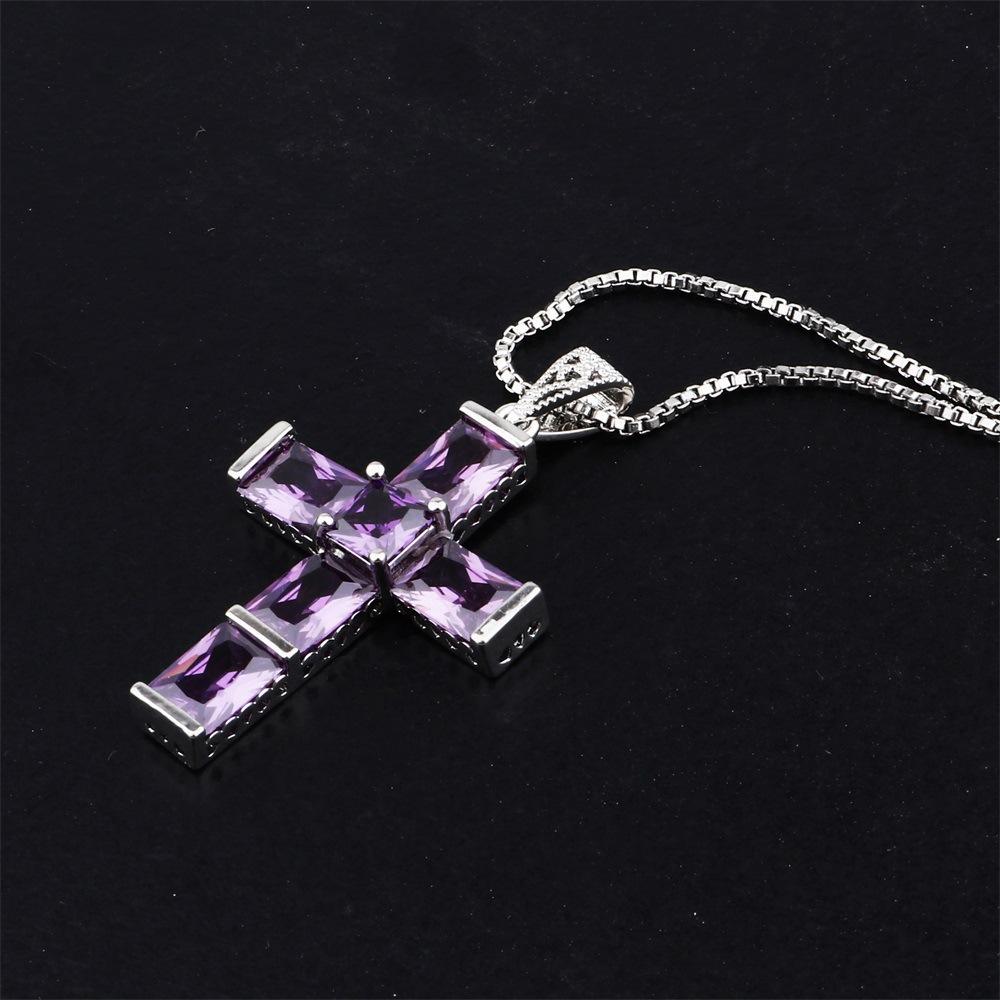 New Purple Amethyst Cross Necklace-Your Soul Place