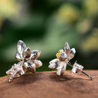 Thumbnail for Whisper Floral Stud Earrings in Sterling Silver Plated 18K Gold-Your Soul Place