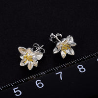 Thumbnail for Whisper Floral Stud Earrings in Sterling Silver Plated 18K Gold-Your Soul Place
