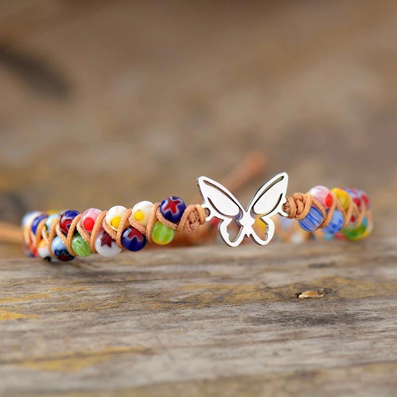 Colorful Flower Beads Butterfly Bracelet-Your Soul Place