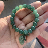 Thumbnail for Natural Green Jade Fortune Pixiu Bracelet