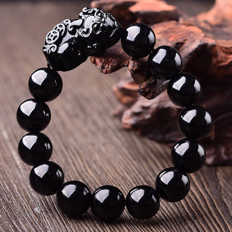 Natural Black Obsidian Pixiu Wealth Bracelet