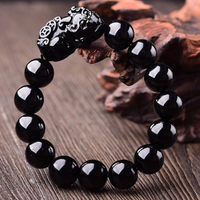 Thumbnail for Natural Black Obsidian Pixiu Wealth Bracelet-Your Soul Place