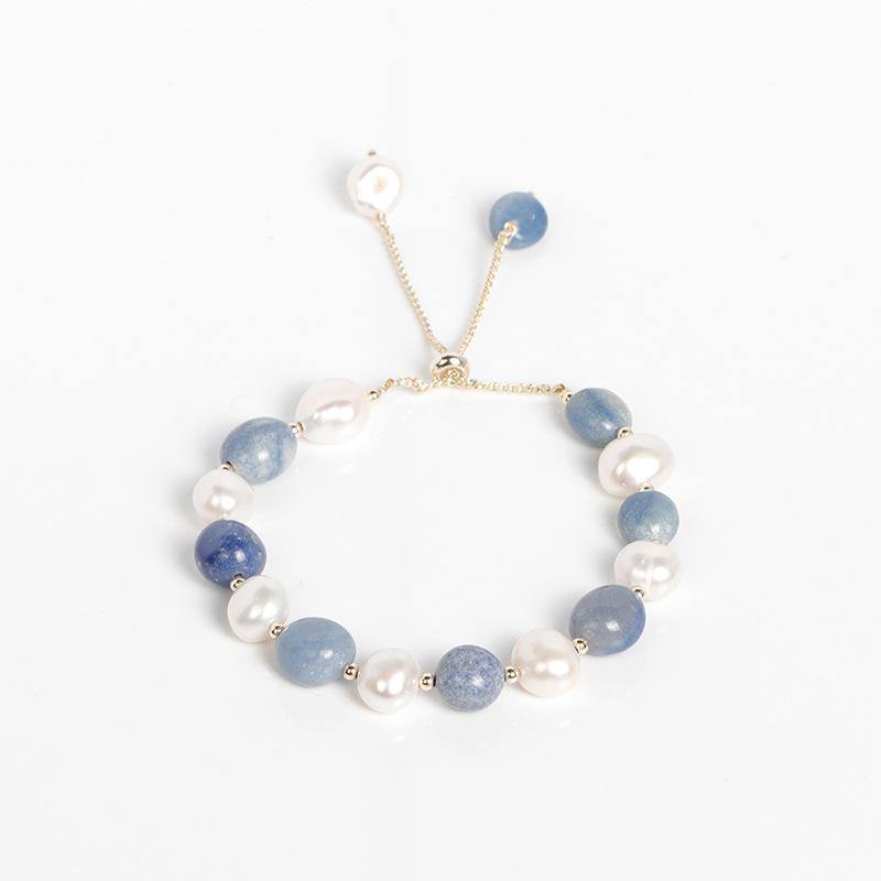 Blue Aventurine Freshwater Pearl Crystal Bracelet-Your Soul Place