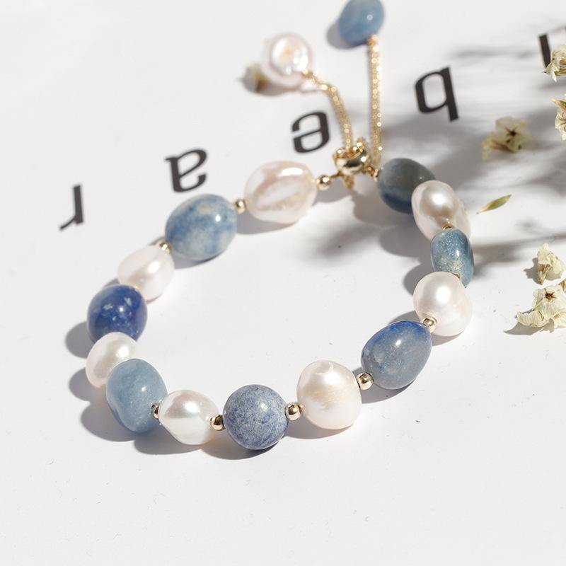 Blue Aventurine Freshwater Pearl Crystal Bracelet-Your Soul Place