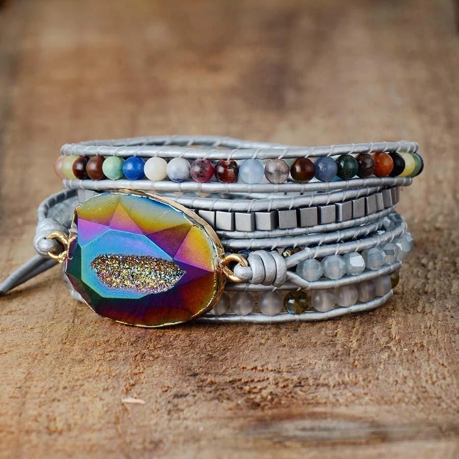 Happiness Rainbow Quatz Wrap Bracelet-Your Soul Place