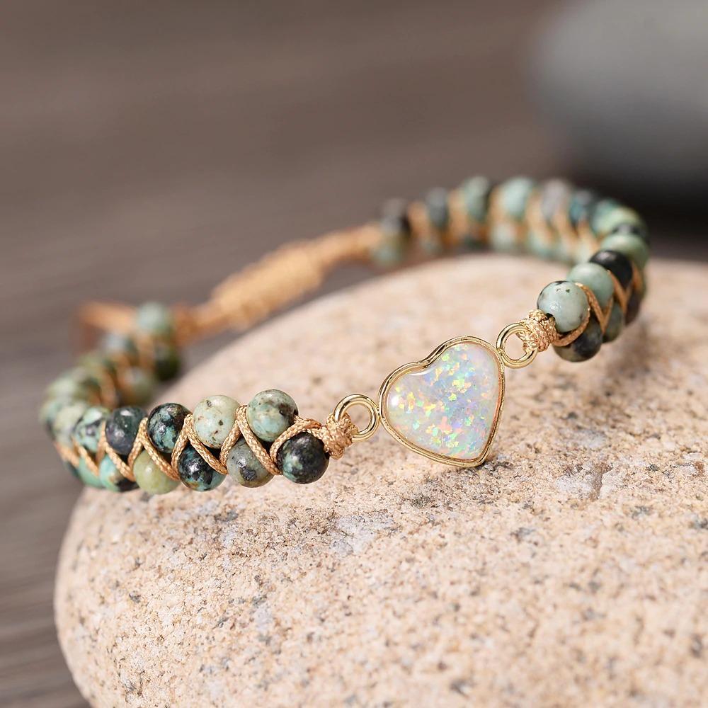 Love Heart Opal Charm Bracelets-Your Soul Place
