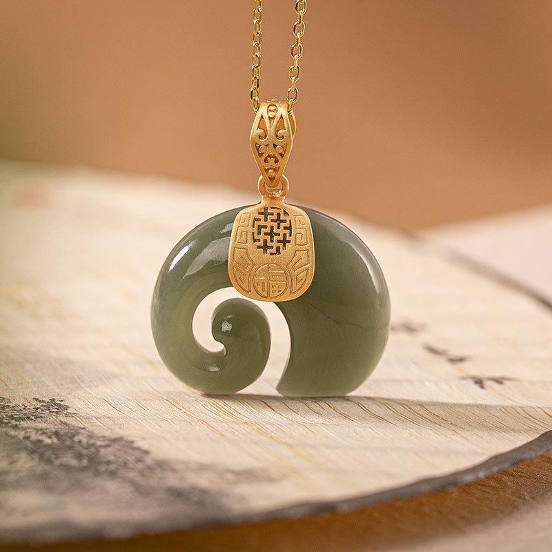 Natural Jade Elephant Necklace-Your Soul Place