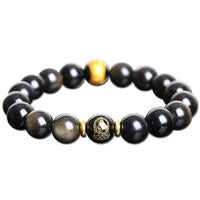 Thumbnail for Tibetan Buddhism God of Wealth Jambhala Obsidian Charm Bracelet-Your Soul Place