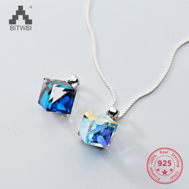 Austrian Crystal Aurora Cube Necklace