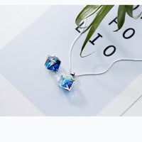 Thumbnail for Austrian Crystal Aurora Cube Necklace