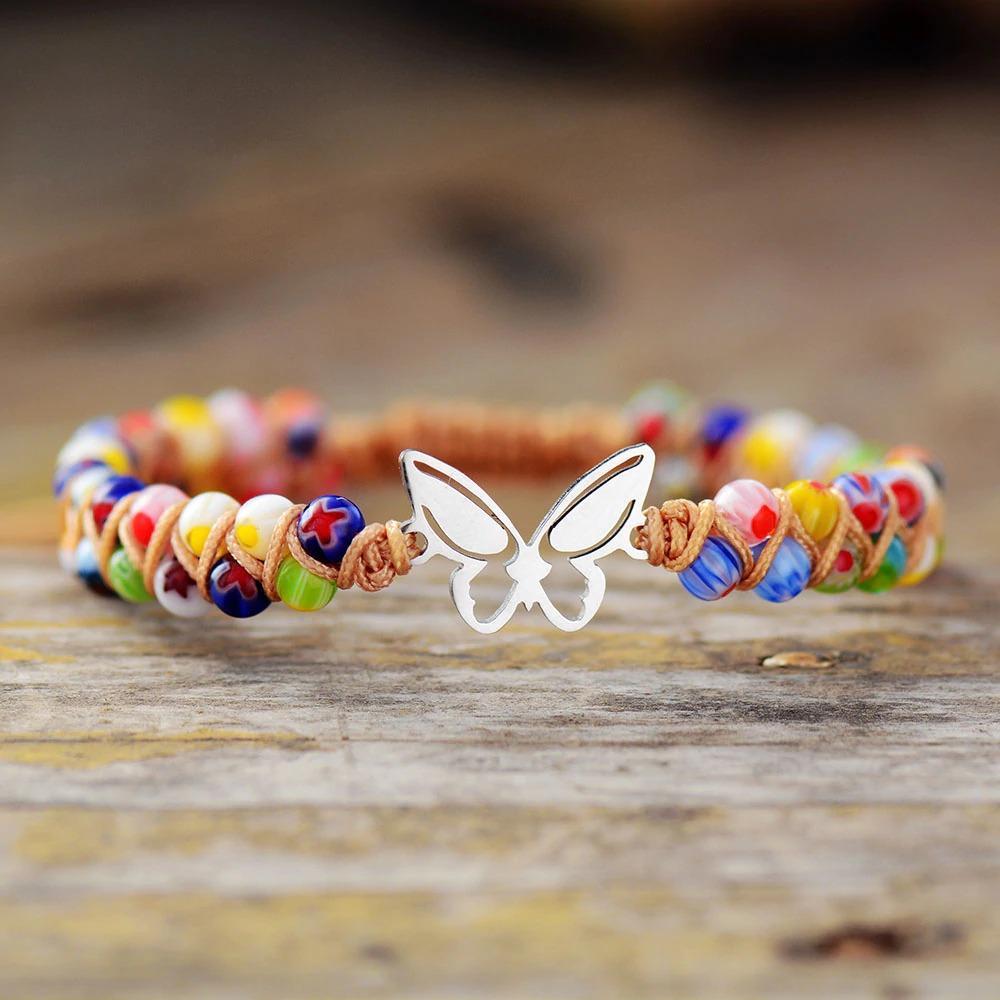 Colorful Flower Beads Butterfly Bracelet-Your Soul Place