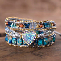 Thumbnail for Sparkling Stars Blue Opal Heart Wrap Bracelet-Your Soul Place