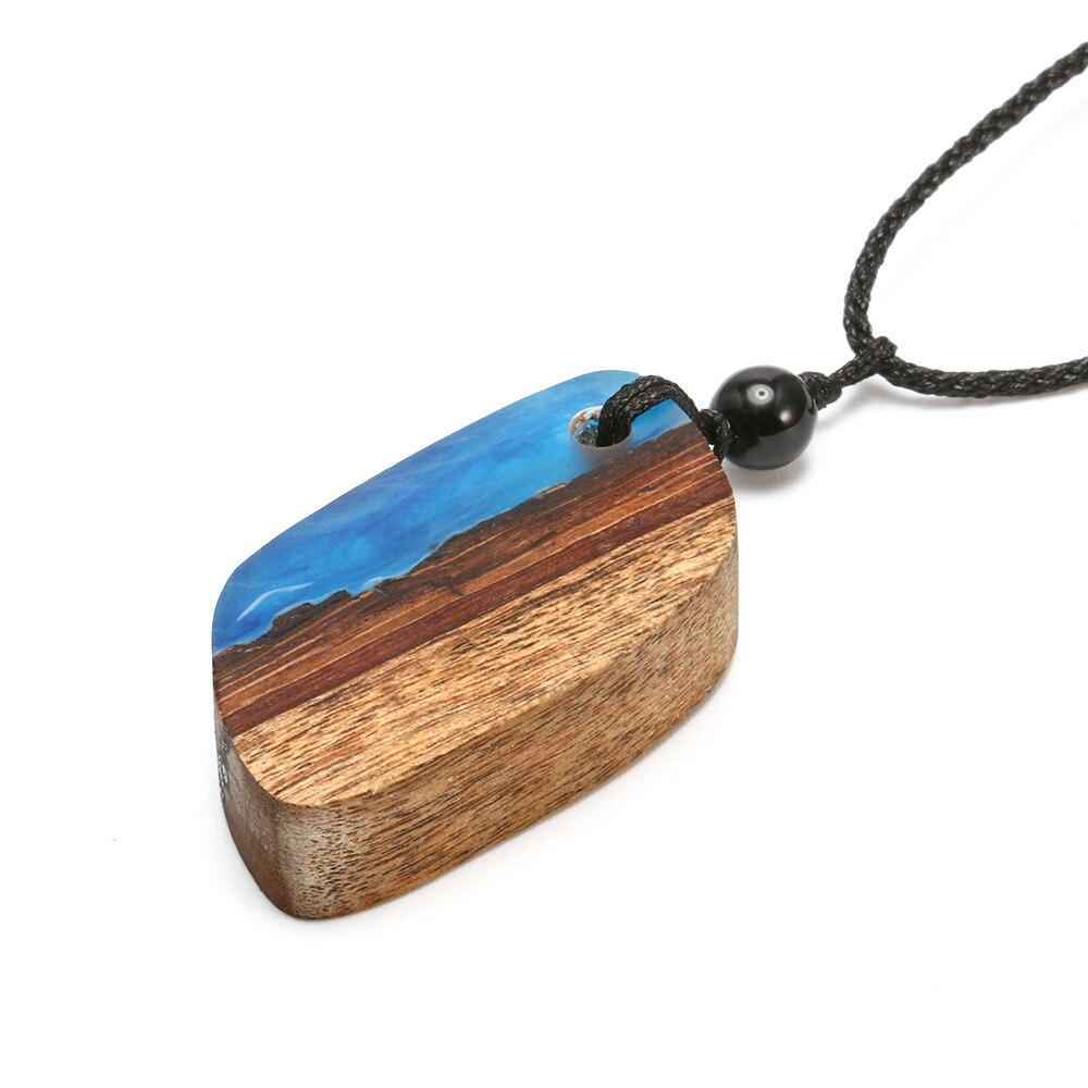 Anti-Anxiety Wood & Ocean Resin Handmade Rope Necklace-Your Soul Place