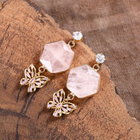 Thumbnail for Happy Butterfly Statement Rose Quartz Dangle Earrings-Your Soul Place