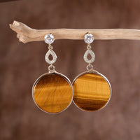 Thumbnail for Full Moon Tiger Eye Drop Earrings-Your Soul Place