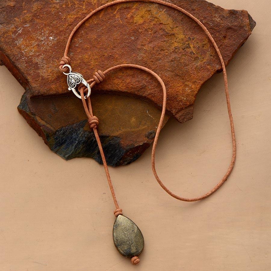 Pyrite Pebble Teardrop  Necklace-Your Soul Place