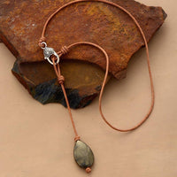 Thumbnail for Pyrite Pebble Teardrop  Necklace-Your Soul Place