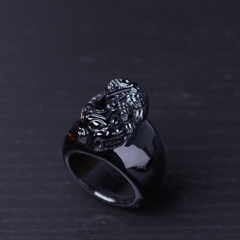 Feng Shui Black Obsidian Pixiu Wealth Ring-Your Soul Place