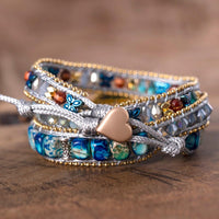 Thumbnail for Sparkling Stars Blue Opal Heart Wrap Bracelet-Your Soul Place