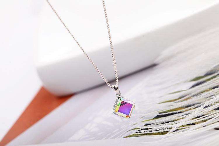 Austrian Crystal Aurora Cube Necklace-Your Soul Place