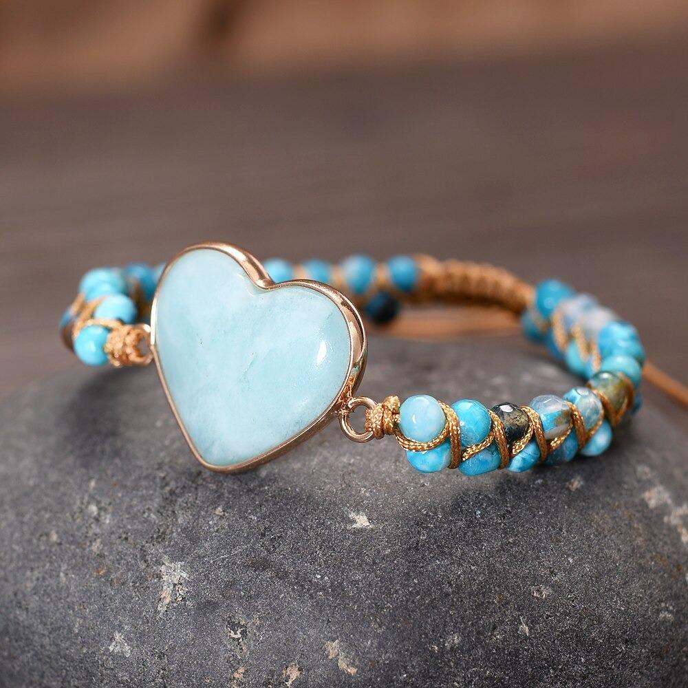 Blue Love Heart Amazonite Bracelet-Your Soul Place