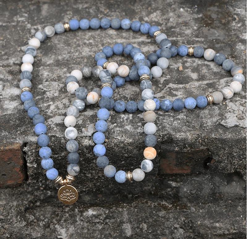 Picasso Jasper & Blue Stone Mala Beads Bracelet/Necklace-Your Soul Place