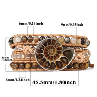 Thumbnail for Ammonite Fossils Tiger Eye Wrap Bracelet-Your Soul Place