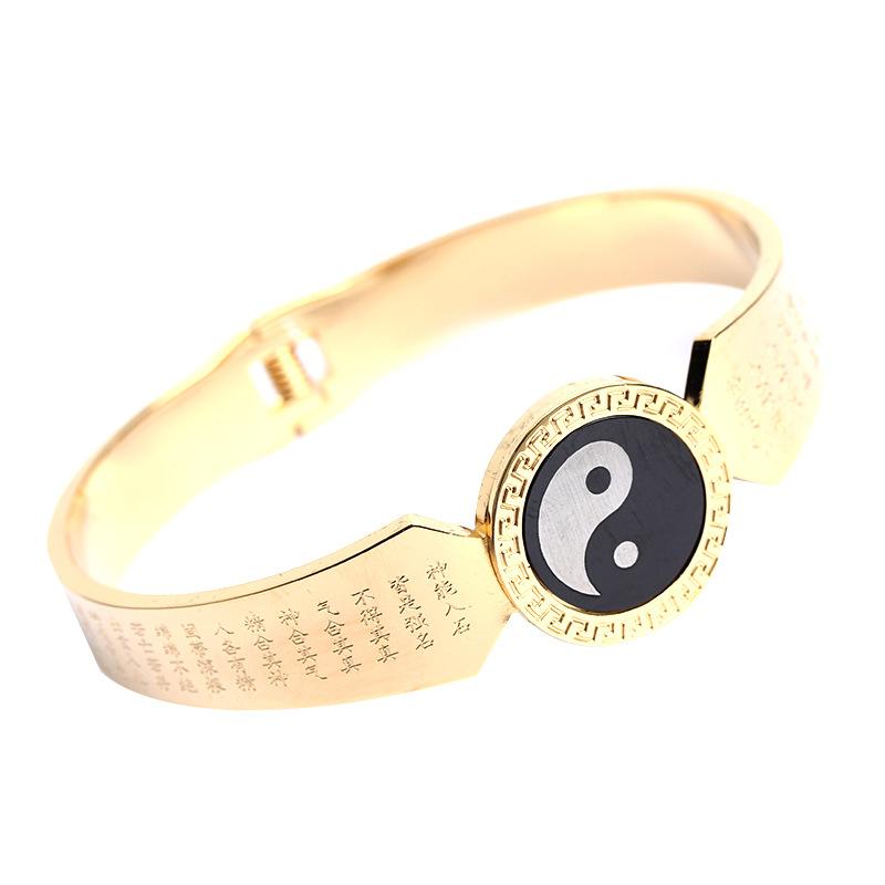 Yin & Yang Energy Spell Mantra Titanium Steel Bangle-Your Soul Place