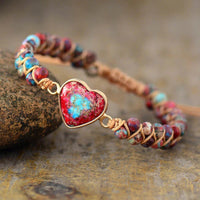 Thumbnail for Loving Heart Charm Jasper Bracelet-Your Soul Place