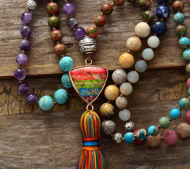 Chakra Hopes Triangle Pendant Tassel Necklace-Your Soul Place