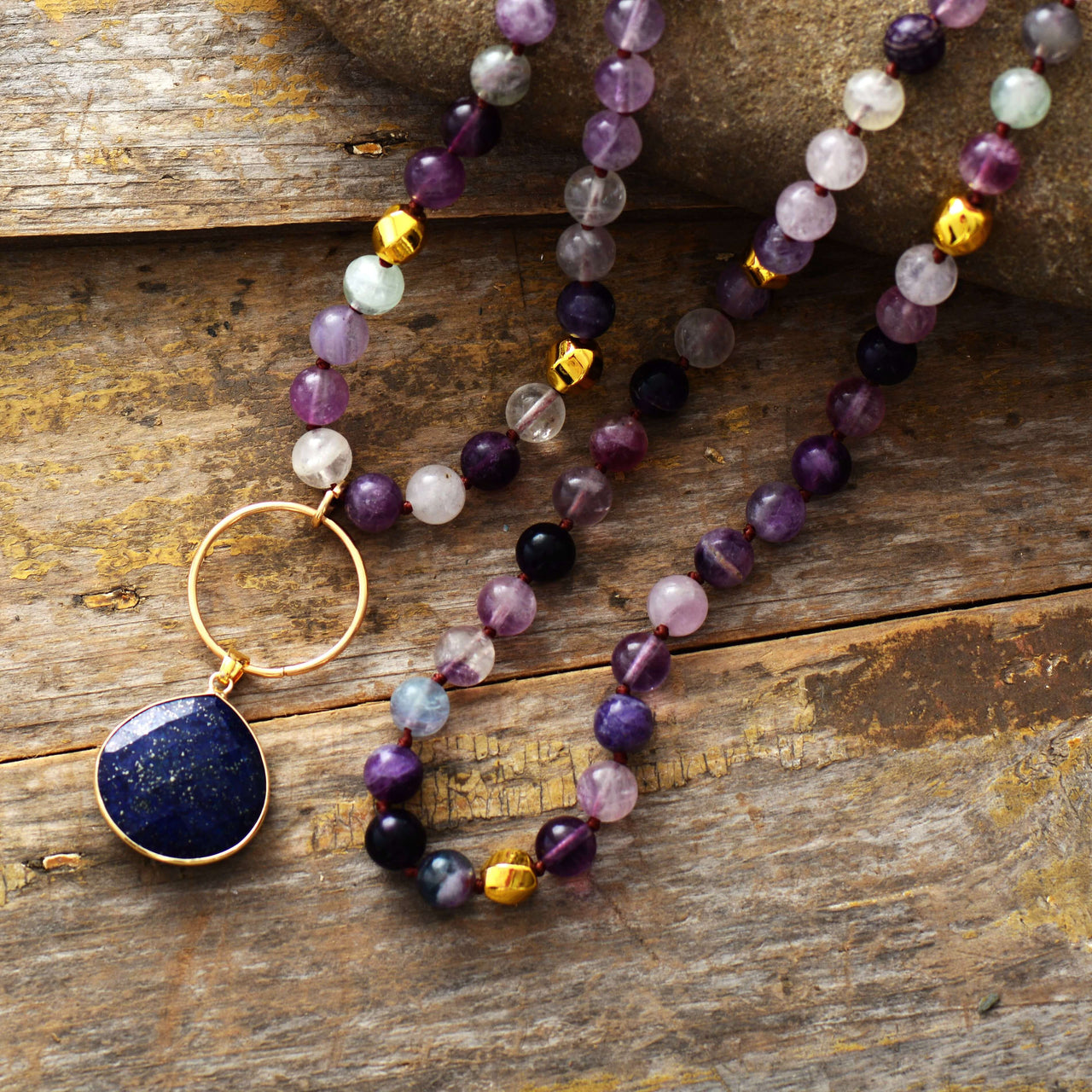 Moonlit Memories Purple Fluorite Lapis Necklace-Your Soul Place