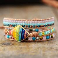 Thumbnail for Geometric Spiritual Chakra Jasper Wrap Bracelet-Your Soul Place