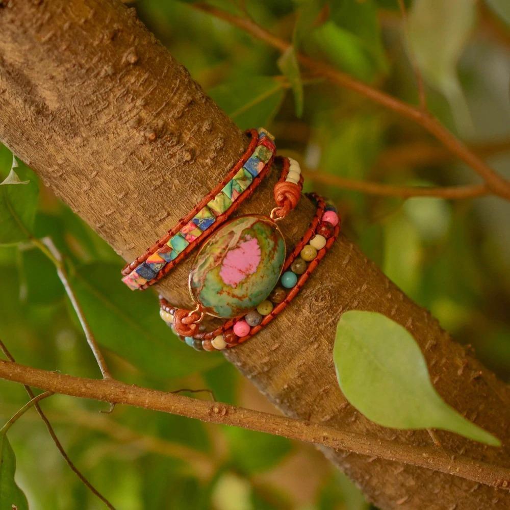 Natural Retro Jasper Chakra Wrap Bracelet-Your Soul Place