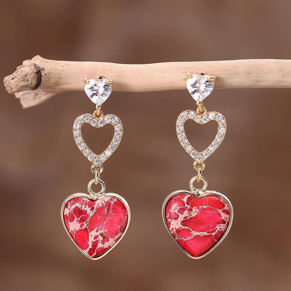 Delicate Love Heart Stud Earrings-Your Soul Place
