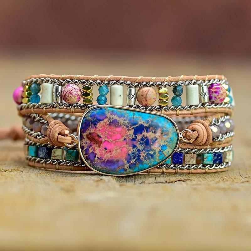 Fiery Sky Jasper Wrap Bracelet-Your Soul Place