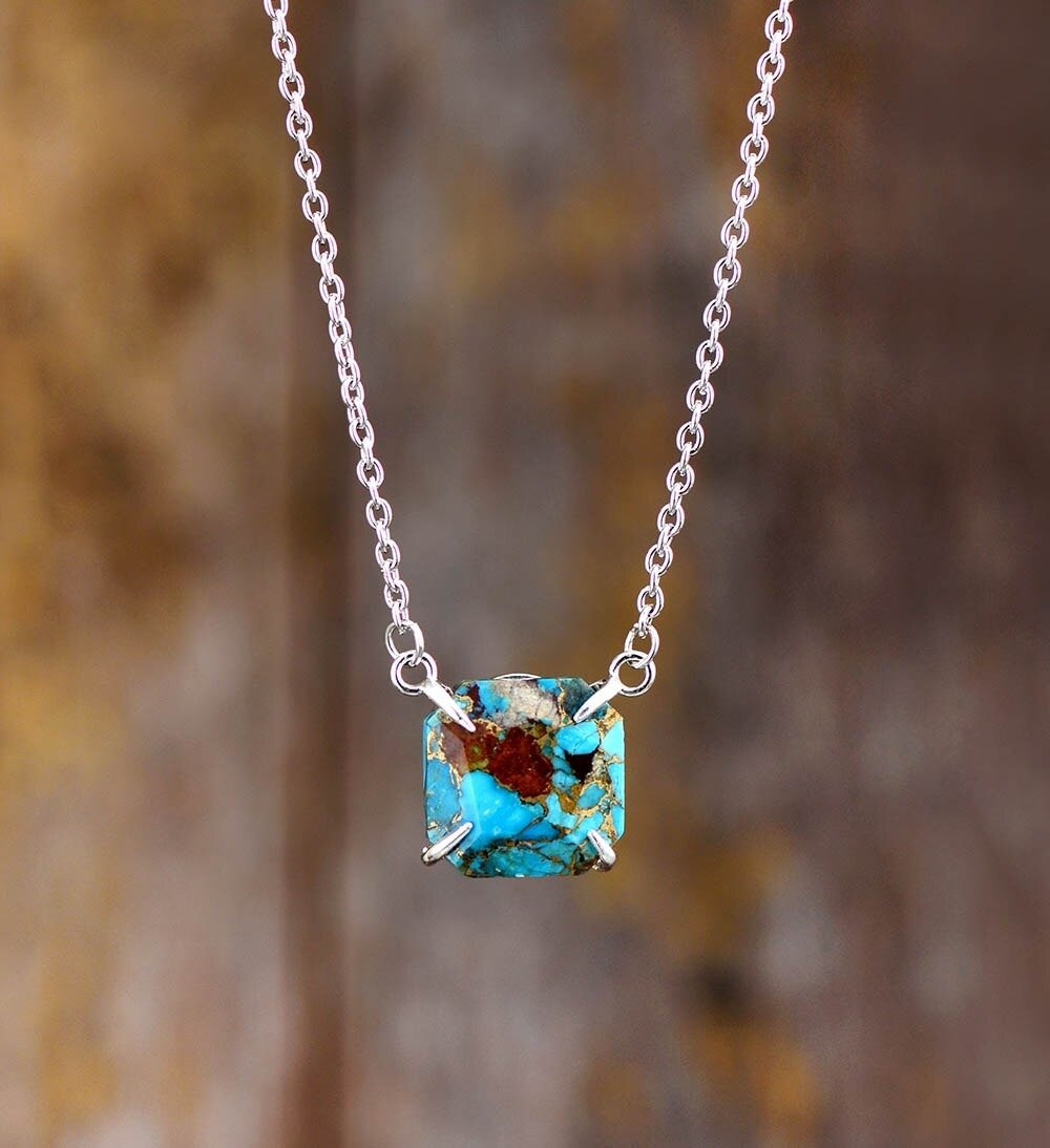 Natural Turquoise Handmade Square Necklace-Your Soul Place