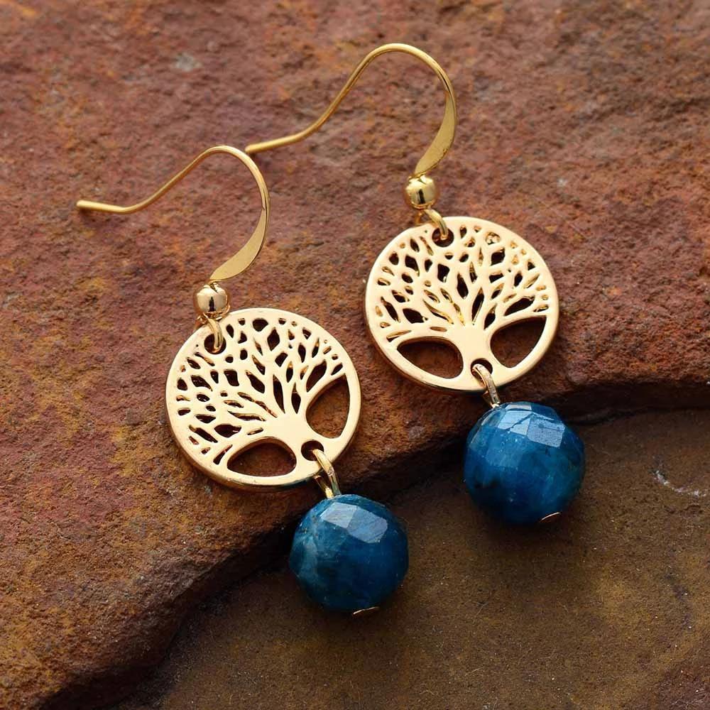Tree of Life Heart Apatite Earrings-Your Soul Place