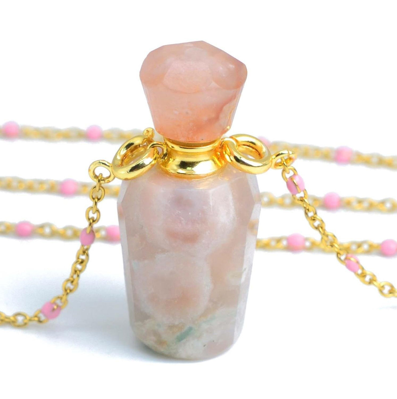 Deep Memory Rose Quartz Bottle Pendant Necklace-Your Soul Place