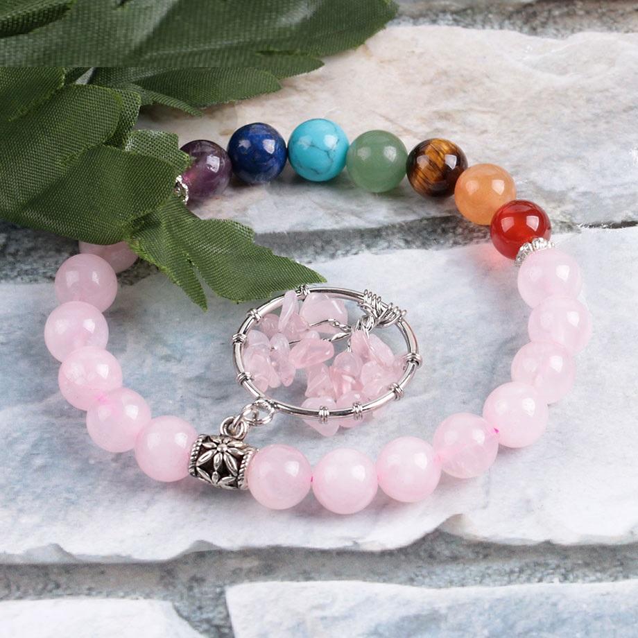 Pink Quartz 7 Chakra Healing Bracelet-Your Soul Place
