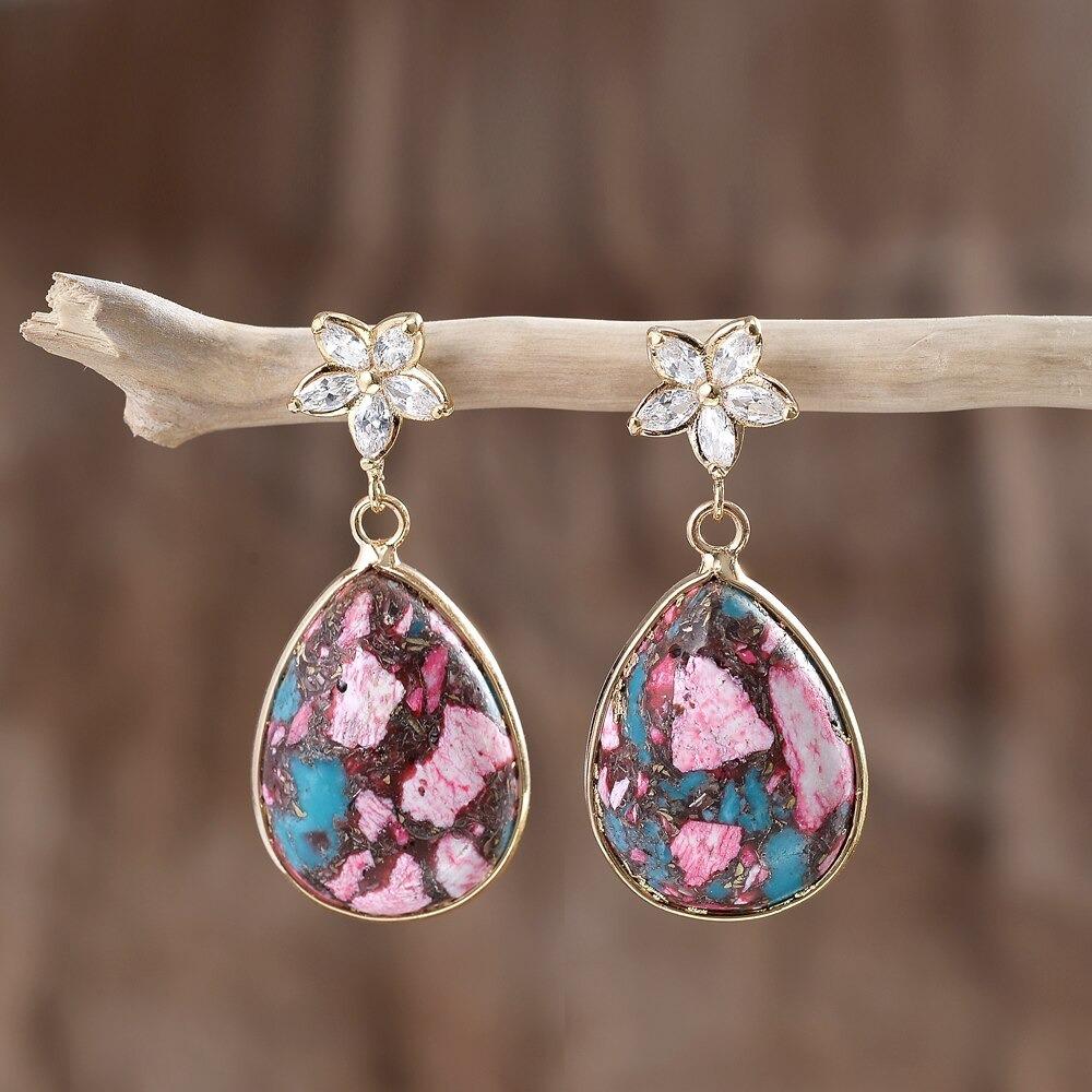 Pink Floral Jasper Earrings-Your Soul Place