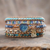 Thumbnail for Love Key Blue Opal Heart Wrap Bracelet-Your Soul Place