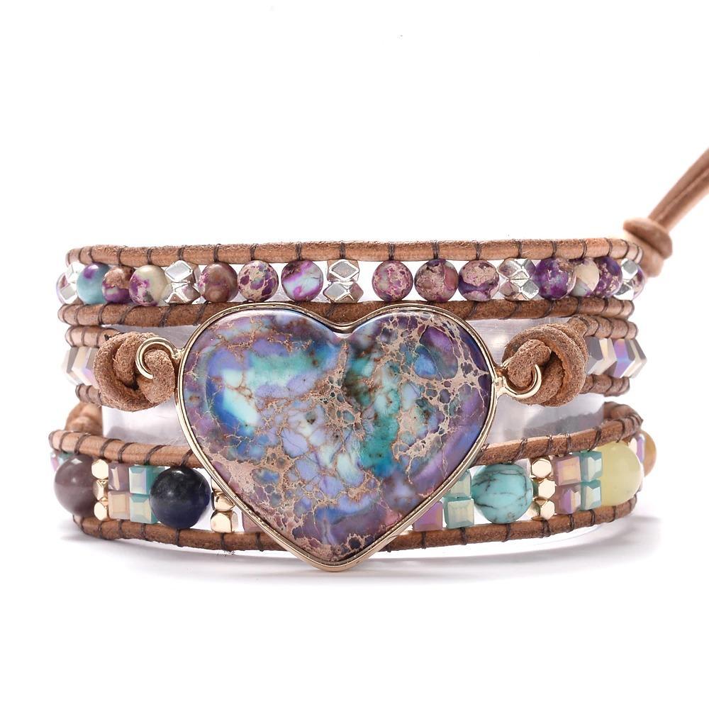 Honour Purple Loving Heart Jasper Wrap Bracelet-Your Soul Place
